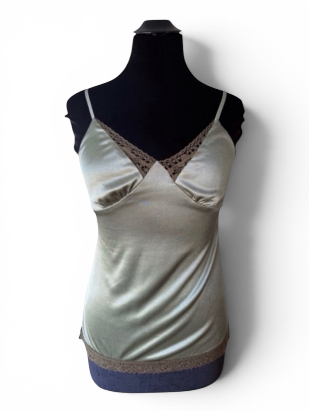 Y2K 2001 Deadstock Xhilaration Green Crochet Trim Cami